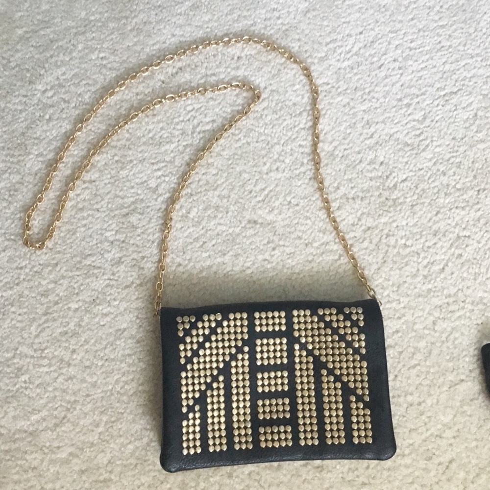 Leather gold studded fashion purse